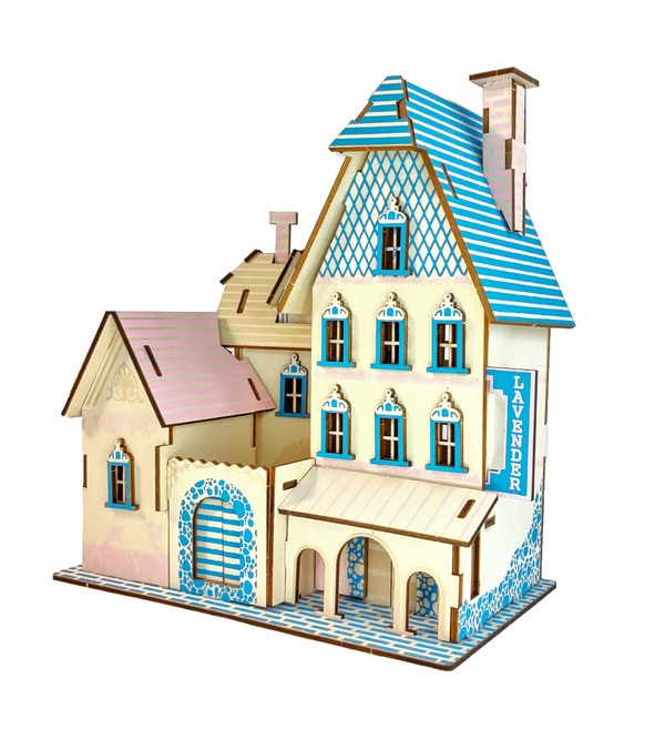 La grande Villa Bleu/Rose - Puzzle 3D en bois