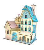 La grande Villa Bleu/Rose - Puzzle 3D en bois