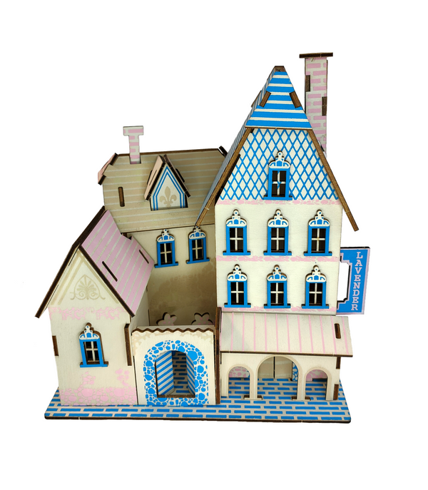 La grande Villa Bleu/Rose - Puzzle 3D en bois