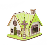 Maison Vert fluo - Puzzle 3D en bois