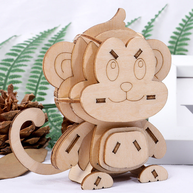 Singe - Cartoon - Puzzle 3D en bois