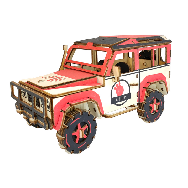 Voiture 4x4 rouge - Puzzle 3D en bois