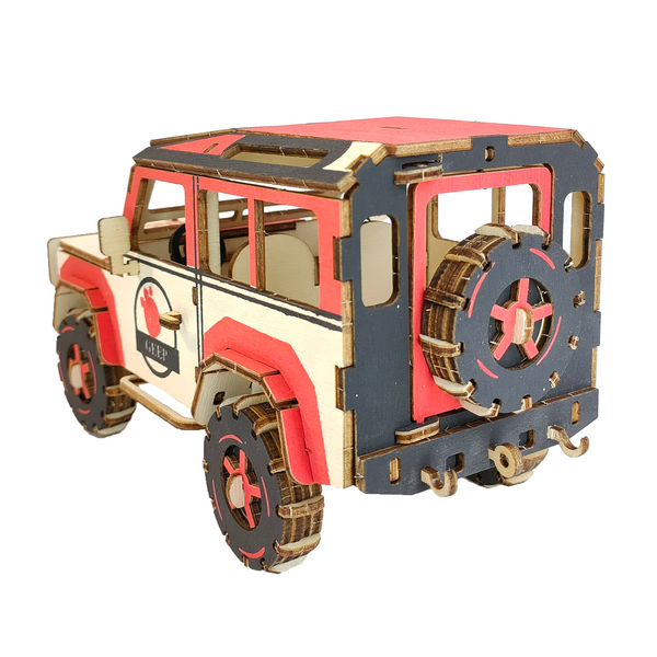 Voiture 4x4 rouge - Puzzle 3D en bois