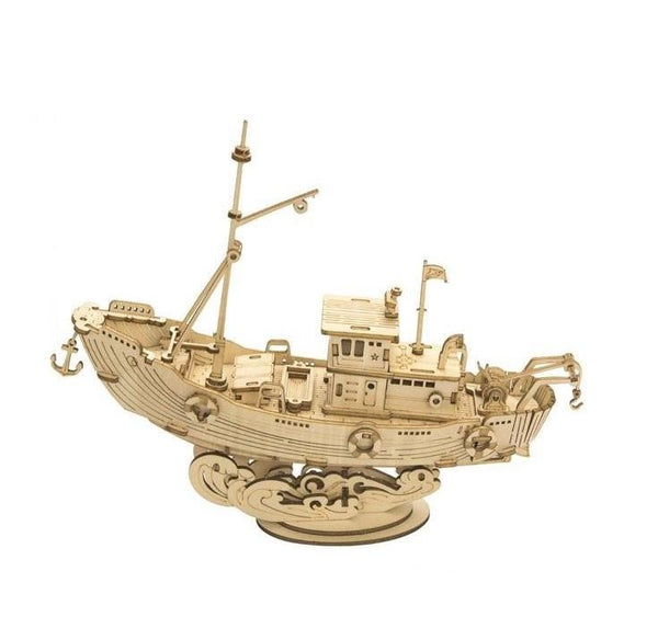 Bateau de pêche - Chalutier - Puzzle 3D en bois