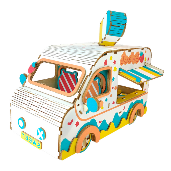 Camion de galce Blanc - Puzzle 3D en bois