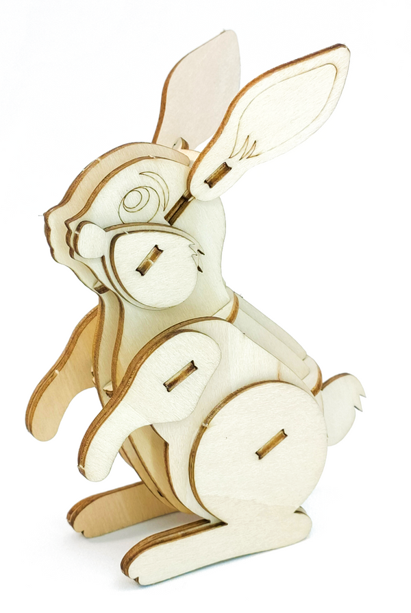 Lapin - Cartoon - Puzzle 3D en bois