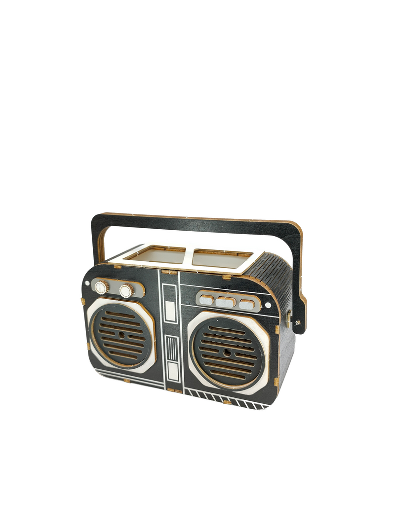 Radio noir Rétro - POT A CRAYONS / STYLOS - Puzzle 3D en bois