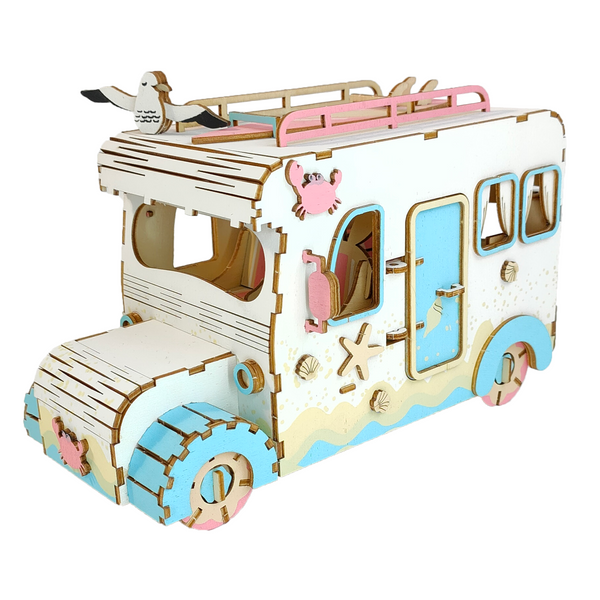 Caravane de surfeur - Puzzle 3D en bois