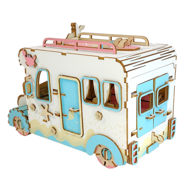 Caravane de surfeur - Puzzle 3D en bois