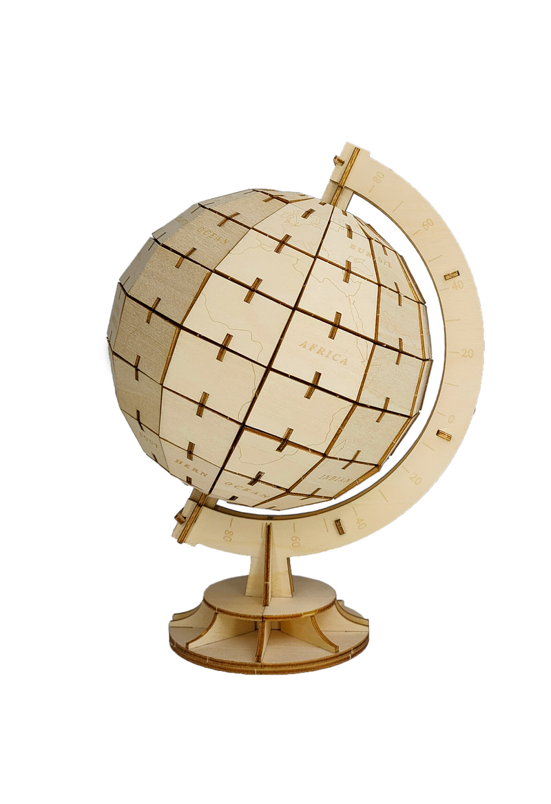 Globe terrestre - Puzzle 3D en bois